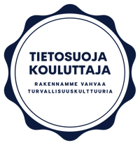 Sininen tietosuojakouluttaja logo ilman taustaa